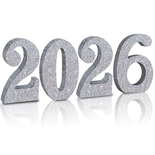 Silver glitter wooden number - glitter,